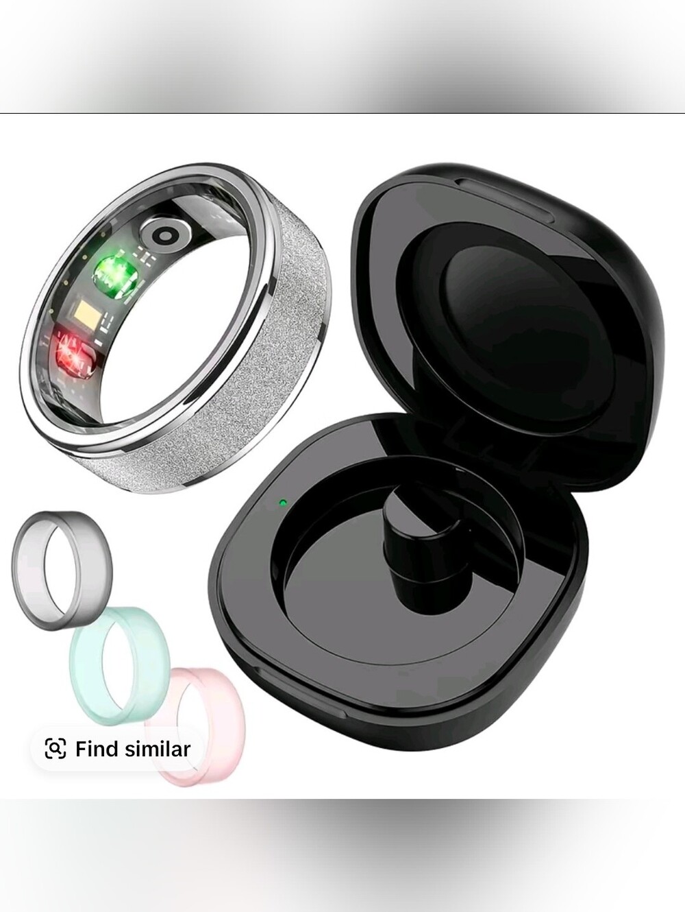 Smart Health Ring with Charging Case - Silver Glitter